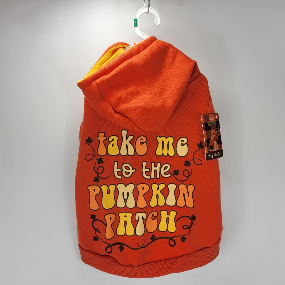 Woof Brand Dog Take Me To The Pumpkin Patch Hoodie Fun Outfit Costume Large L